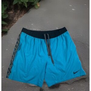 Nike Logo Tape Volley‎ Swim Shorts Men's XL Blue Boxer Brief Lined NESSB524L